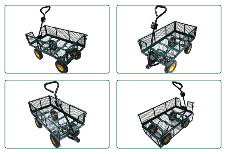 TIANHAIDA Latest scientific research technology used small garden cart plastic garden aluminum garden cart with four wheels