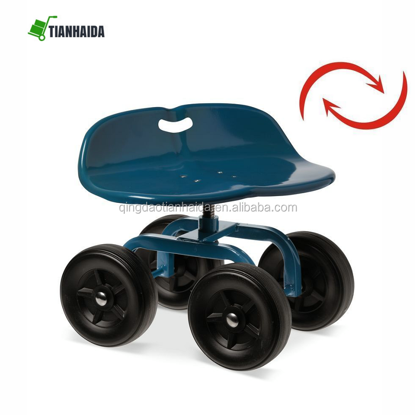 Outdoor Garden Scooter Yard Rolling Stool Cart Work Seat Bench Wheels Low Rider