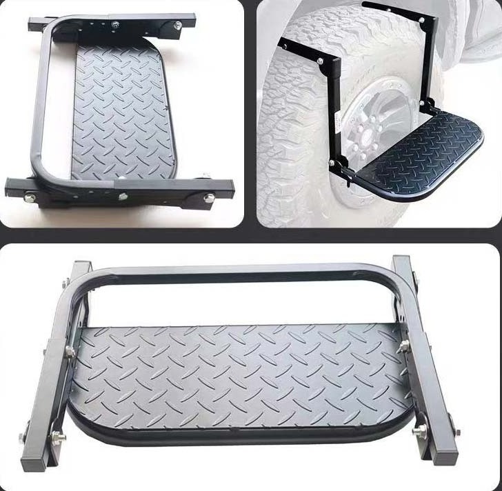 Folding Suv Mpv Car Stairs Tyre Mount Steps Ladder For Vehicle Roof Racks Bike Luggage Car Travel