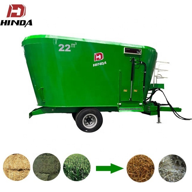 HINDA PTO Self-walking TMR Mixer Machinery 22-24cbm Fodder Cattle TMR Wagon Feed Mixer Machine Price For Sale