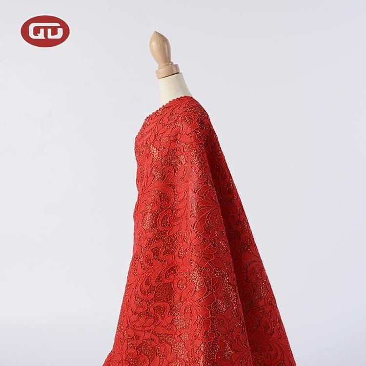 Hot selling cheap fancy polyester bonding full gilltter cord african lace fabrics