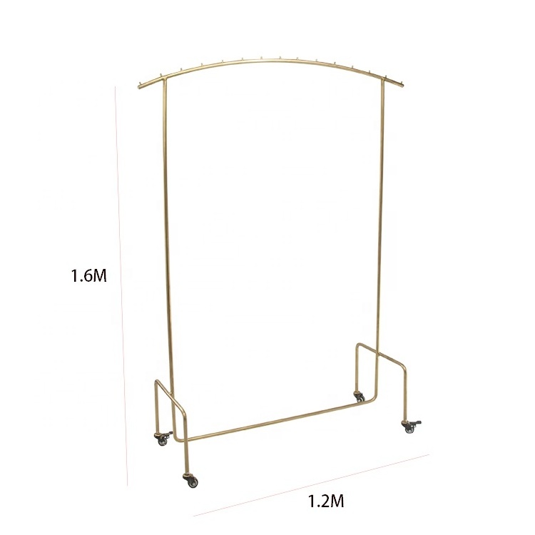 Wholesale modern customized display stand retail metal hanging clothes and garment display racks gold rack