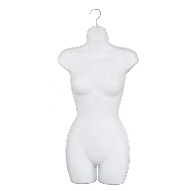 Wholesale PP underwear swimwear display black and white customized in stock plastic half body display hanging mannequin