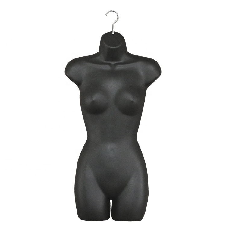 Wholesale PP underwear swimwear display black and white customized in stock plastic half body display hanging mannequin