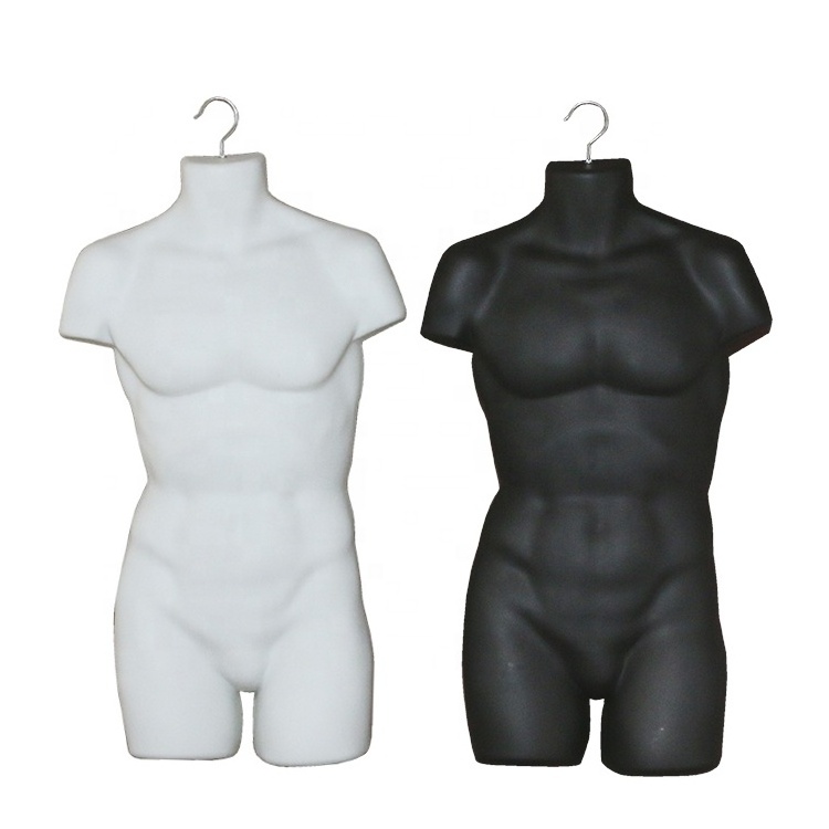 Customized size half body shinny and matt black or white dress display  swimwear shop plastic half body mannequins