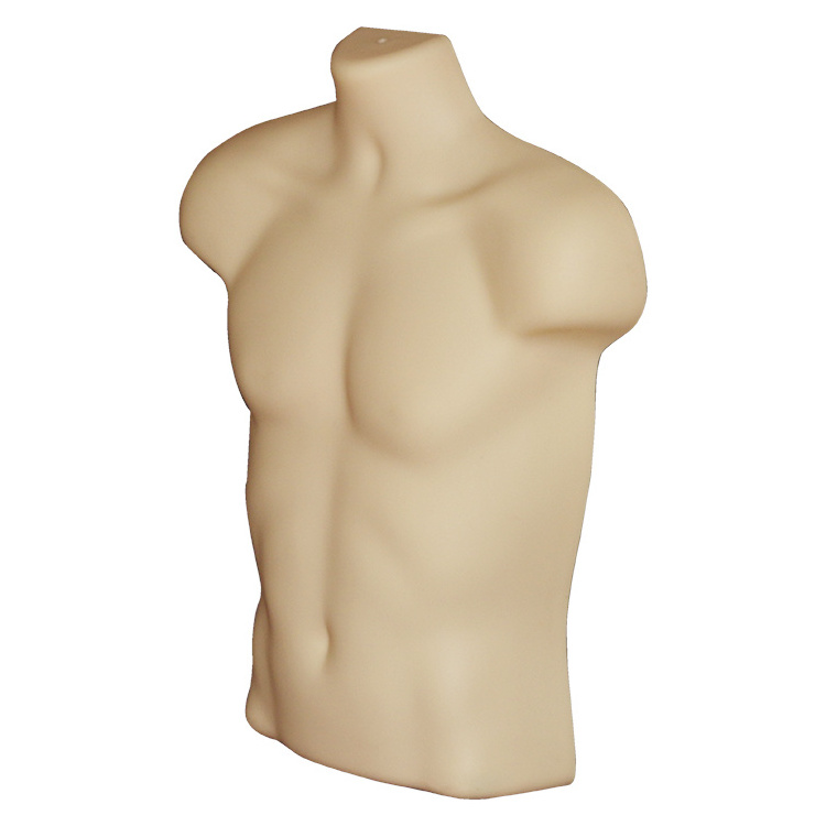 Plastic hanging man headless half-body male mannequin torso