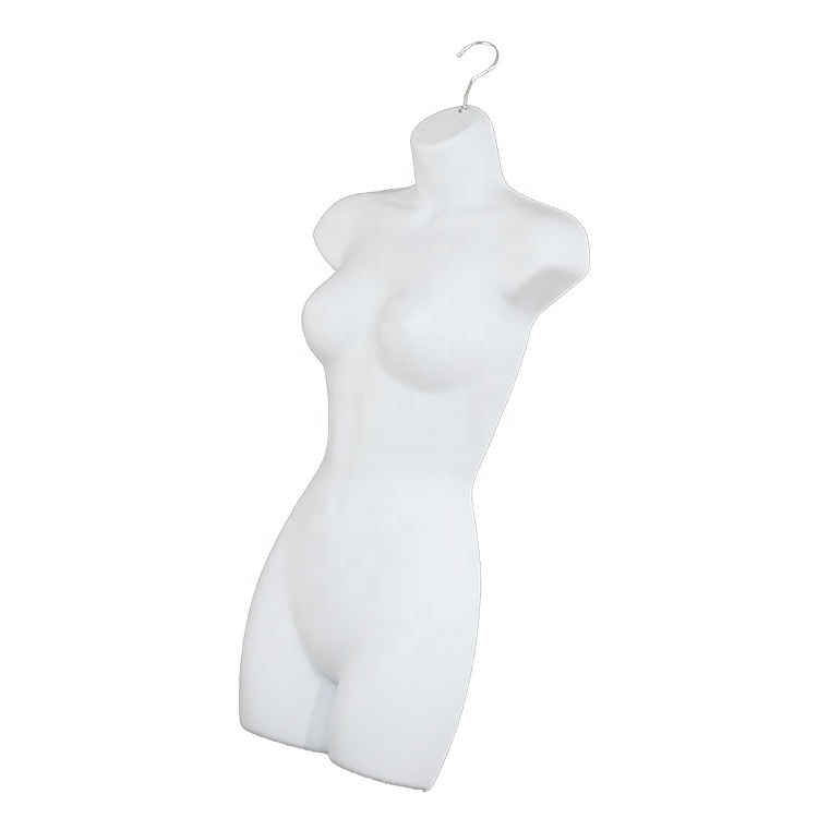 Wholesale PP underwear swimwear display black and white customized in stock plastic half body display hanging mannequin