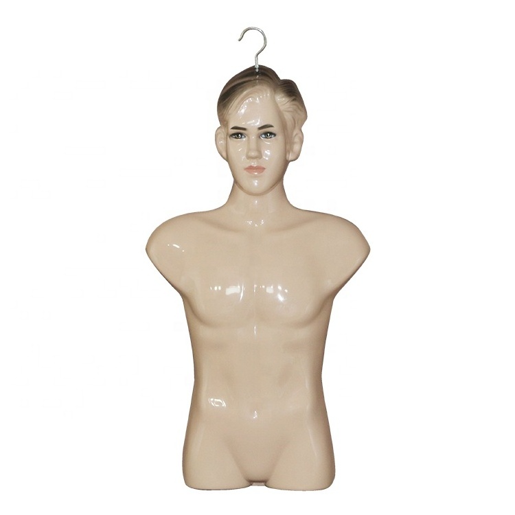 wholesale price half torso half dress display T-shirt male swimwear shop display room plastic half body mannequins