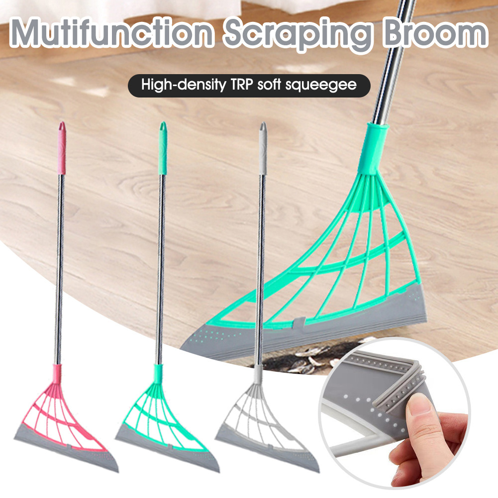 Wholesale Silicone Household Wiper Mop Floor Scraper Pet Hair Broom Telescopic Magic Clean Sweeper Long Push Broom