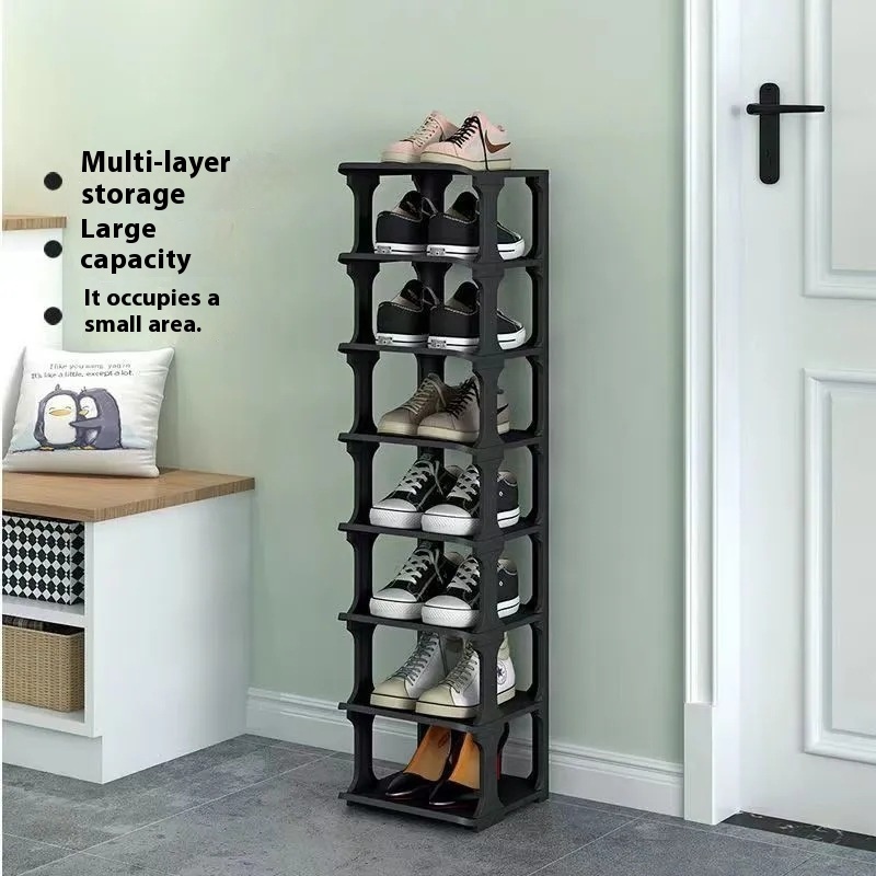 Customized Portable Foldable 8 Tier Vertical Shoe Rack Narrow Shoes Organizer Tall Tower Shoe Shelf For Home