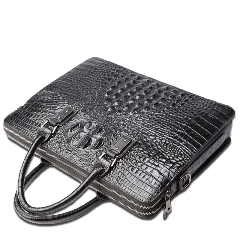 Customized durable Crocodile texture Briefcase leather men's laptop bag portable business bag