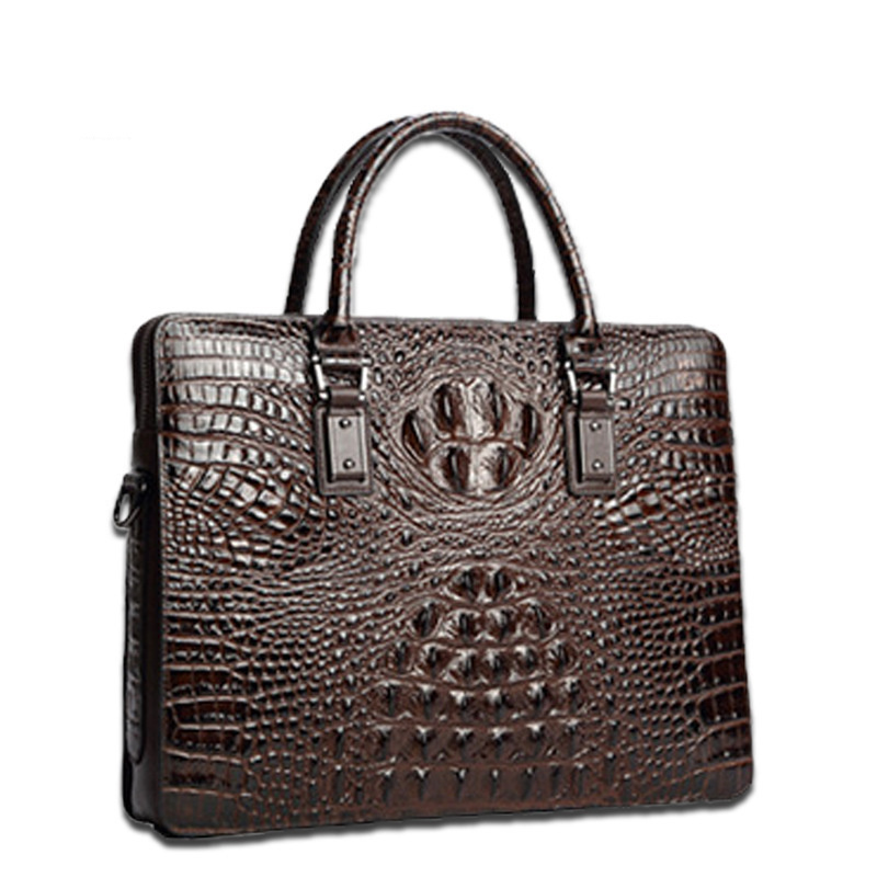 Customized durable Crocodile texture Briefcase leather men's laptop bag portable business bag