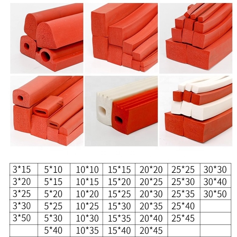 extruded silicone foam  rubber profiles seal strips