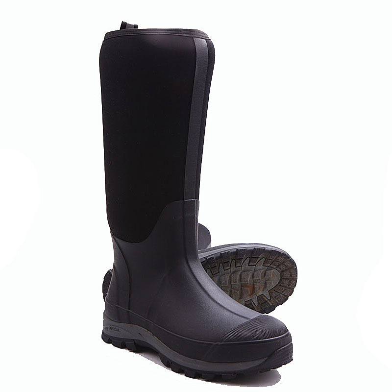 black knee high neoprene waterproof steel toe rain wellies wellington rubber fishing hunting garden farming boots for men