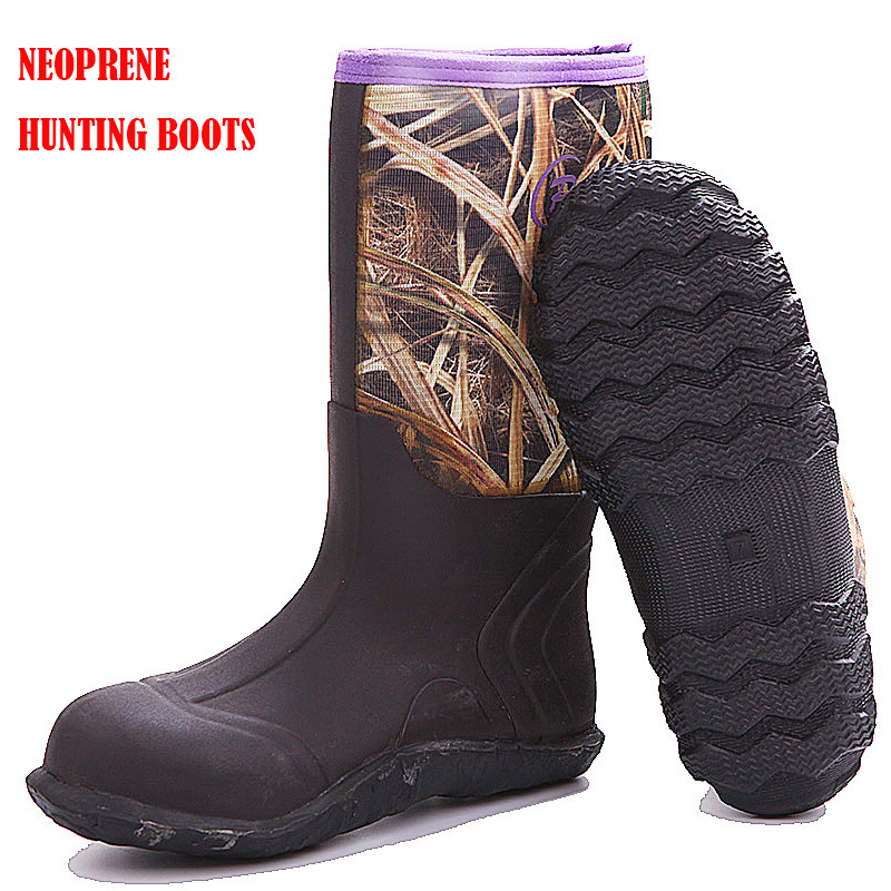 waterproof camo rubber neoprene garden fishing farm rain boots for men