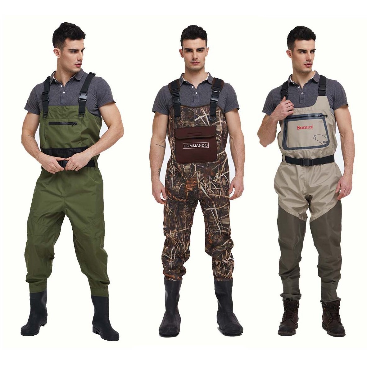 Manufacture high quality nylon breathable 4mm camo neoprene chest fishing wader