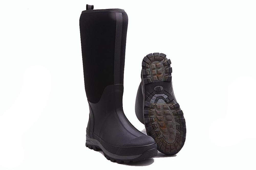 black knee high neoprene waterproof steel toe rain wellies wellington rubber fishing hunting garden farming boots for men