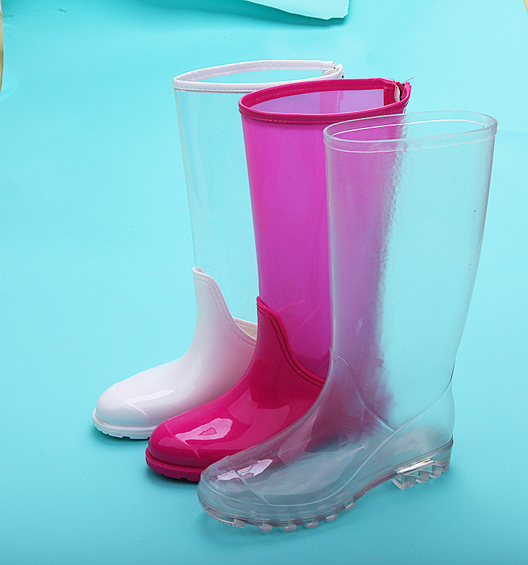 ladies waterproof shoes pvc cheap safety clear transparent fishing rain boots gum boots for women