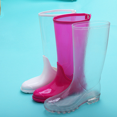 ladies waterproof shoes pvc cheap safety clear transparent fishing rain boots gum boots for women