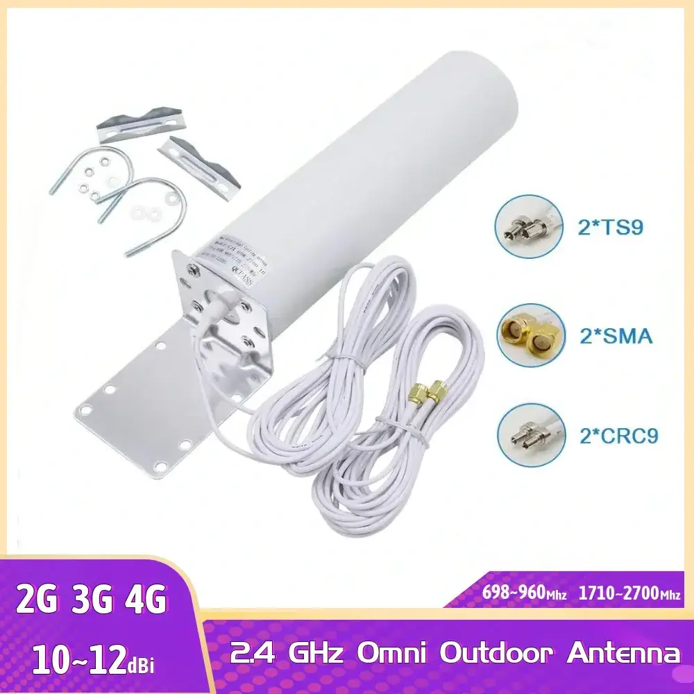 12dBi 2G 3G 4G LTE Omni Antenna  4G Antenna CRC9 SMA TS9 2.4Ghz Exterior Ceilling 5m Cable 698-2700MHz Indoor Outdoor Antenna