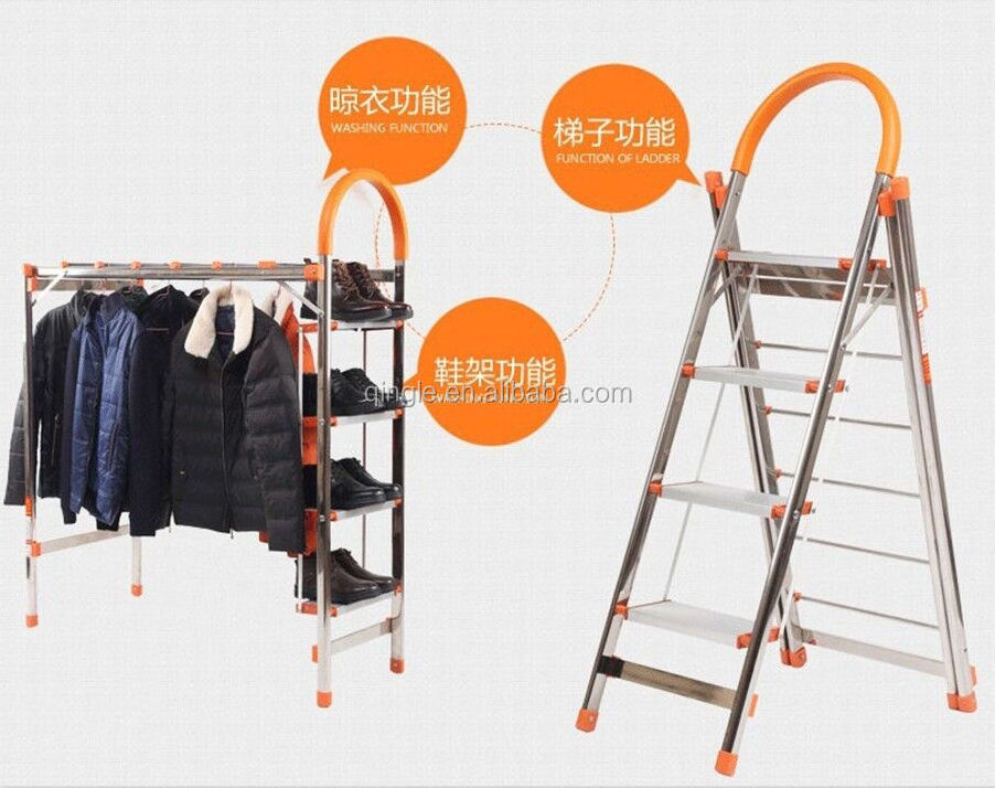 aluminum ladder with clothes drying rack