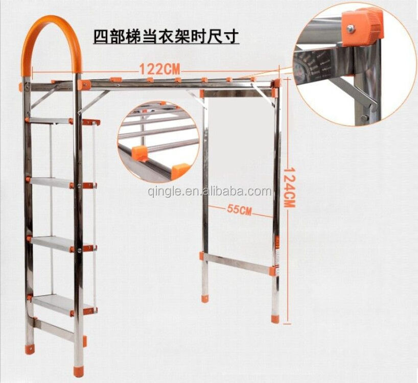 aluminum ladder with clothes drying rack