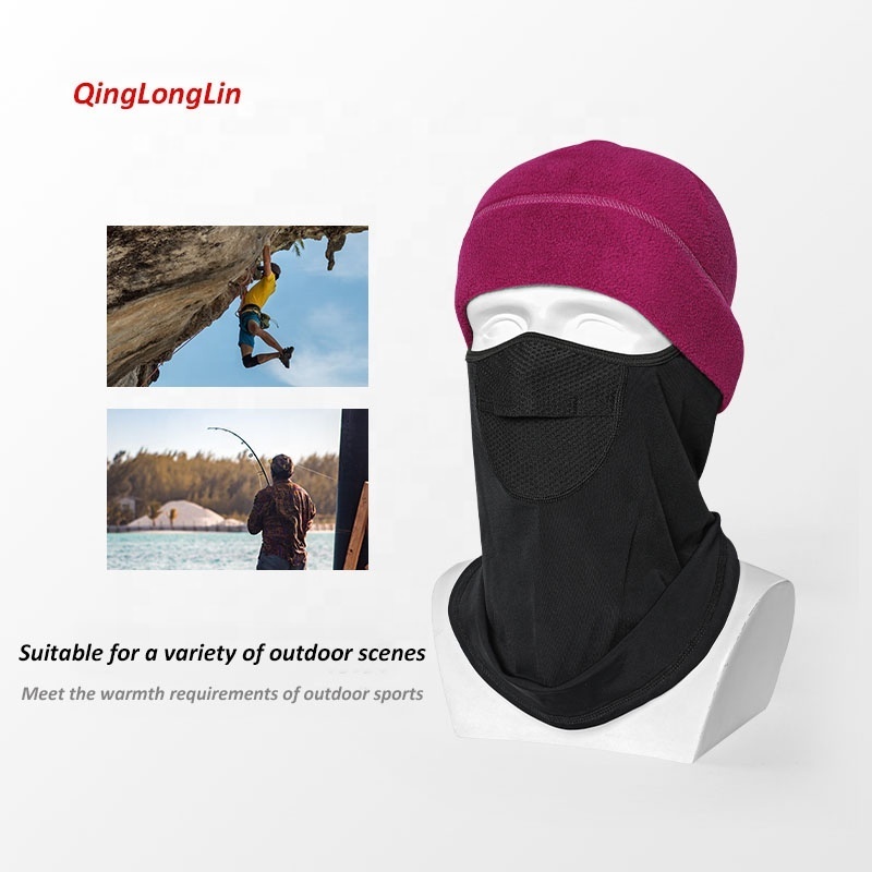 Qinglonglin Beanie and Neck Warmer For Commute Thermal Polar Fleece Hat Breathable Design Outdoor Hat for Fall Winter