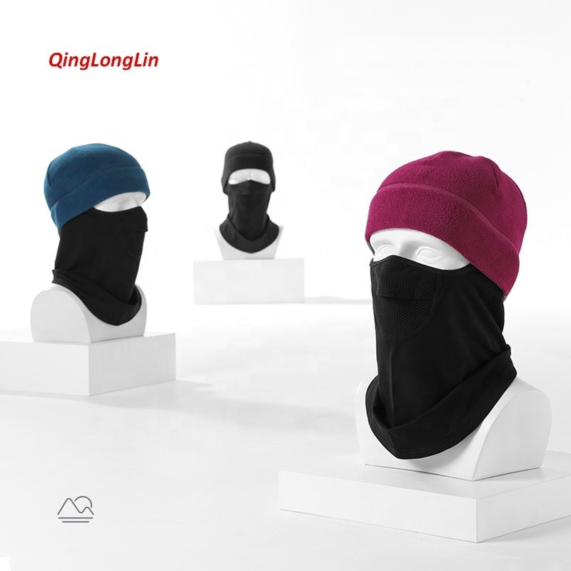 Qinglonglin Beanie and Neck Warmer For Commute Thermal Polar Fleece Hat Breathable Design Outdoor Hat for Fall Winter