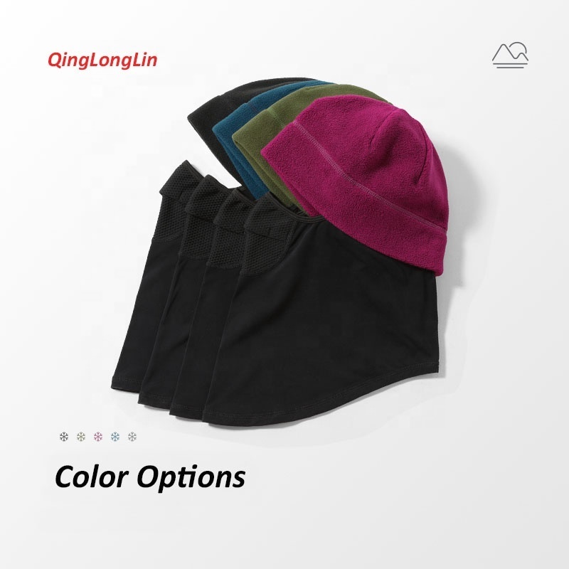 Qinglonglin Beanie and Neck Warmer For Commute Thermal Polar Fleece Hat Breathable Design Outdoor Hat for Fall Winter