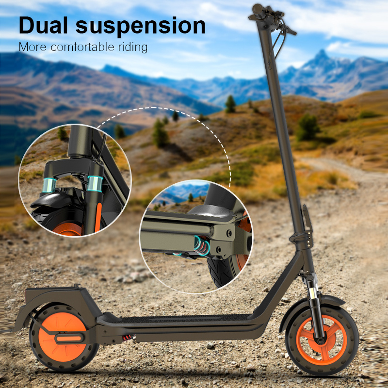 High Quality Full Suspension China Escooter Powerful Adult 500W 10 Inch Fat Tire Fast Electric Scooter Foldable