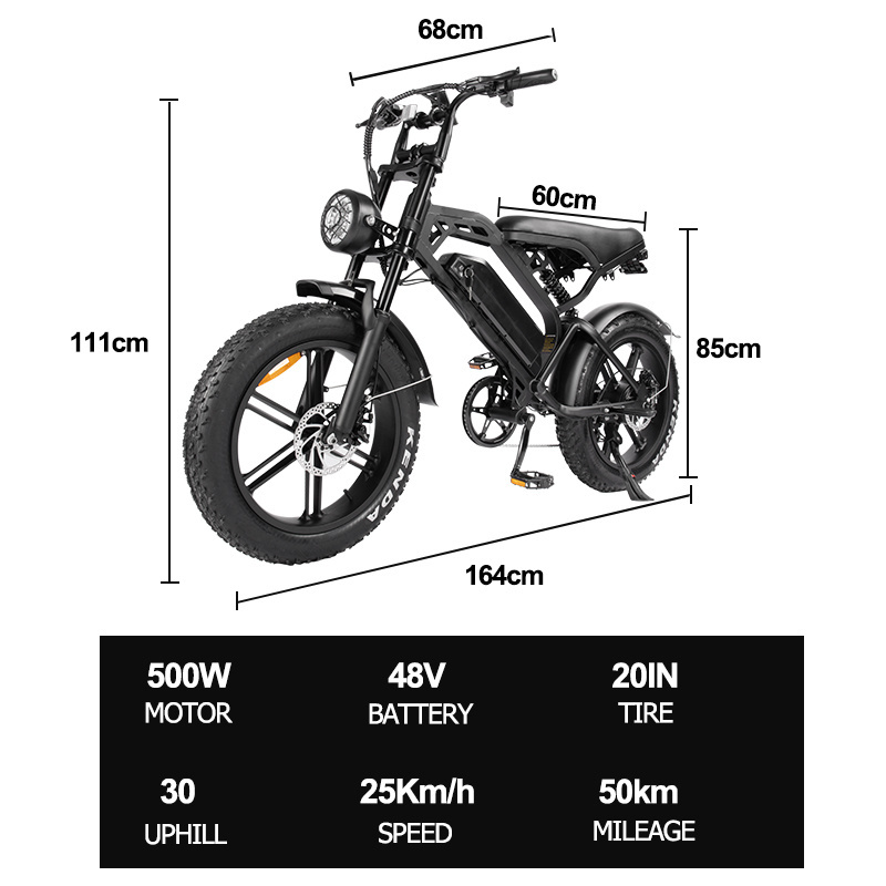 V20 1000W 750W 500W Electric Bicycle road Ebike 48V 15Ah Removable Lithium Battery 50KM mileage 4.0 ALL-terrain Fat Tire Ebike