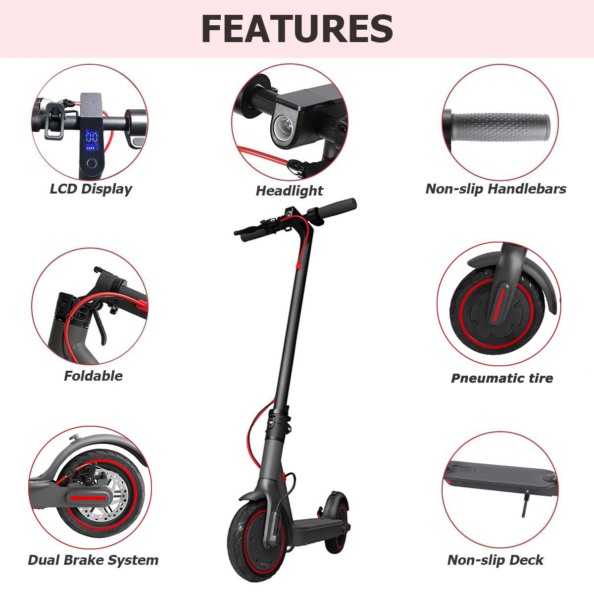 EU USA Stock 8.5inch Electric Scooter Elektro Roller Adults 350W Electric Kick Scooters