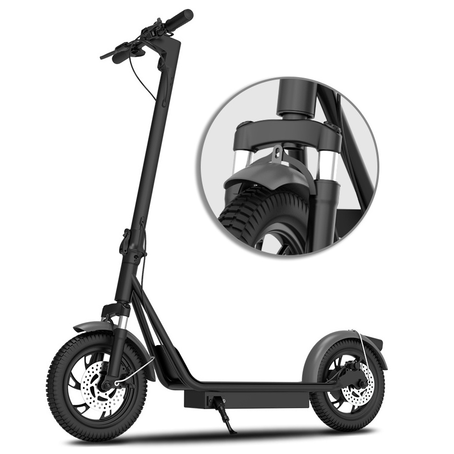 Electric Scooter Two Wheel Folding Off Road Kick Foldable Adult Dual Suspension Powerful 500W Portable 12 Inch Unisex M12 36V