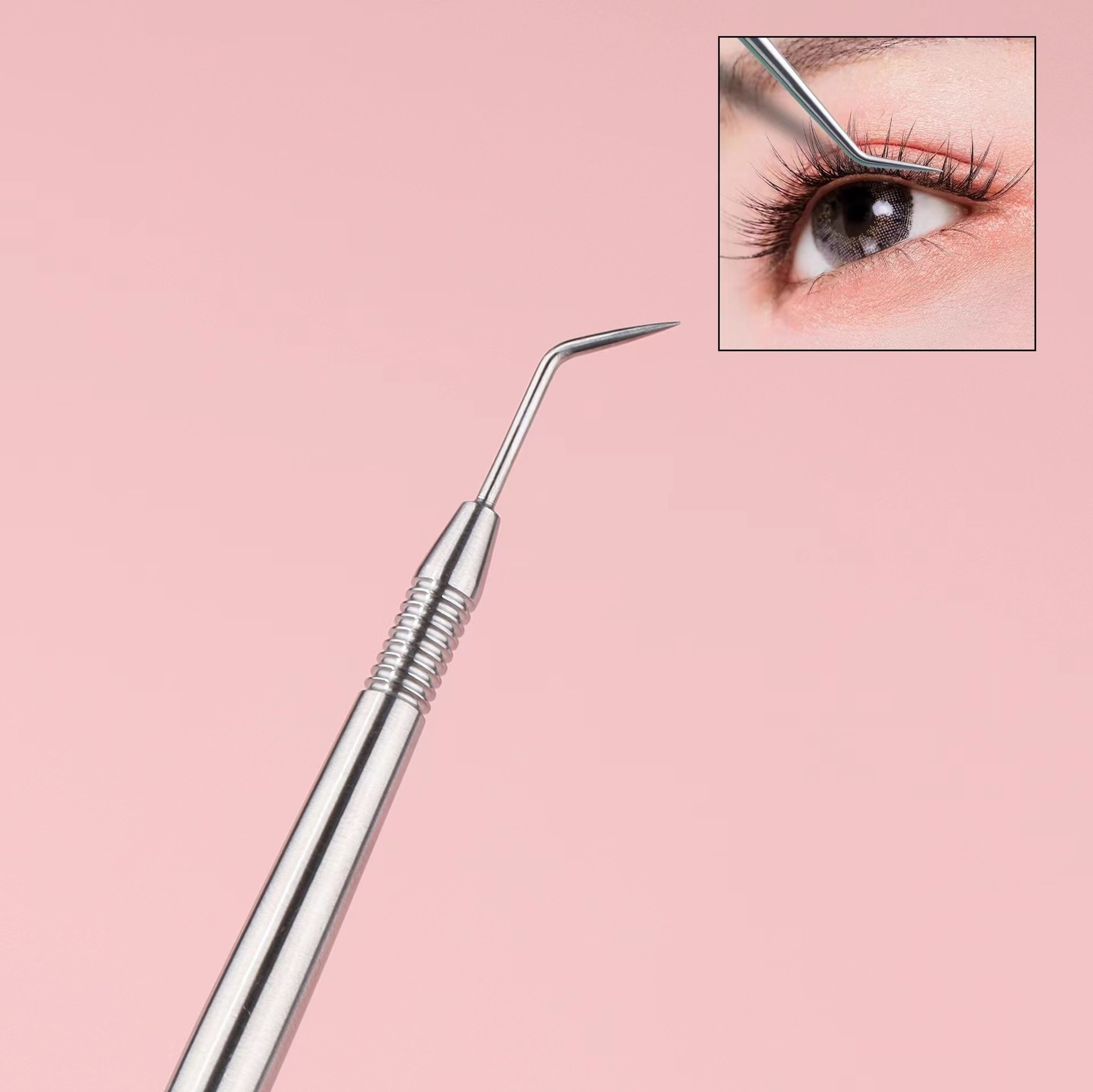 45 90 degree Stainless steel double head eyelash lifter with Comb Pink Gold Color Silver eyelash lifter