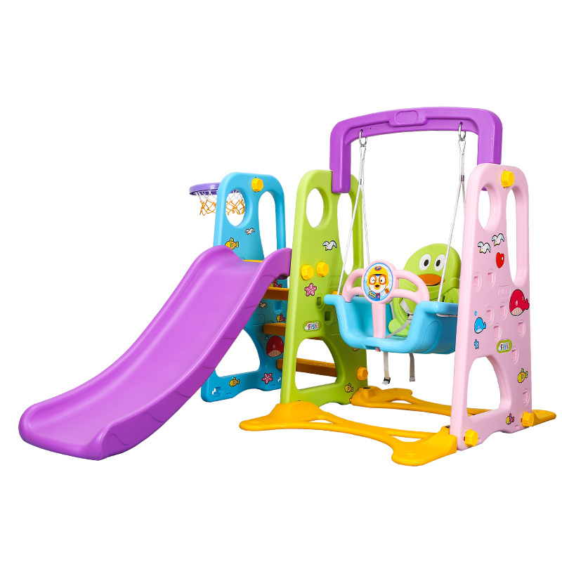 Kids Plastic Toy Multifunctional Playground Baby Set 3 in 1 Slide and Swing