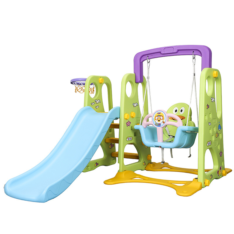 Kids Plastic Toy Multifunctional Playground Baby Set 3 in 1 Slide and Swing