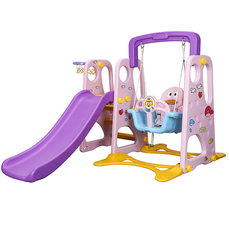 Kids Plastic Toy Multifunctional Playground Baby Set 3 in 1 Slide and Swing