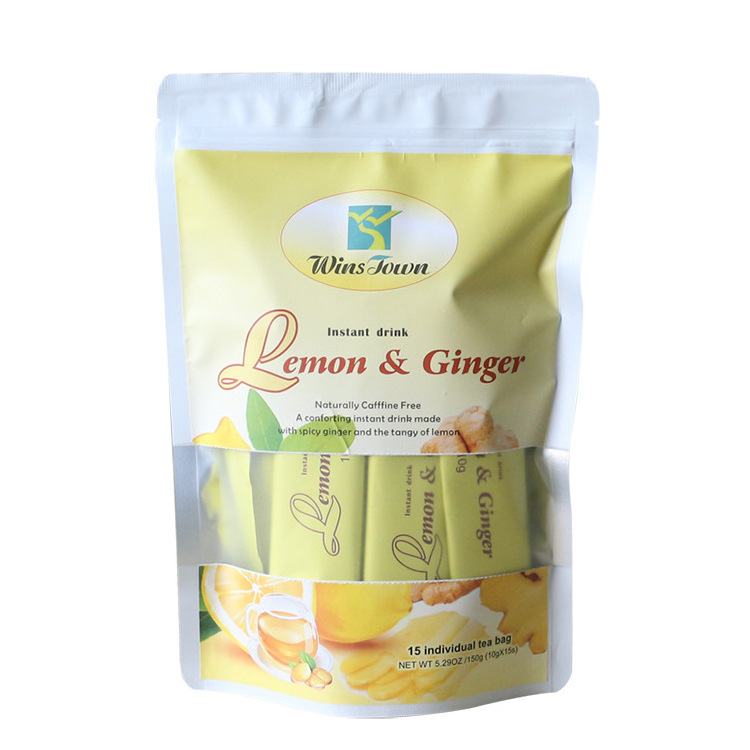 Instant lemon ginger tea high quality Custom herbal Weight loss Lemon ginger whitening freckle detox tea