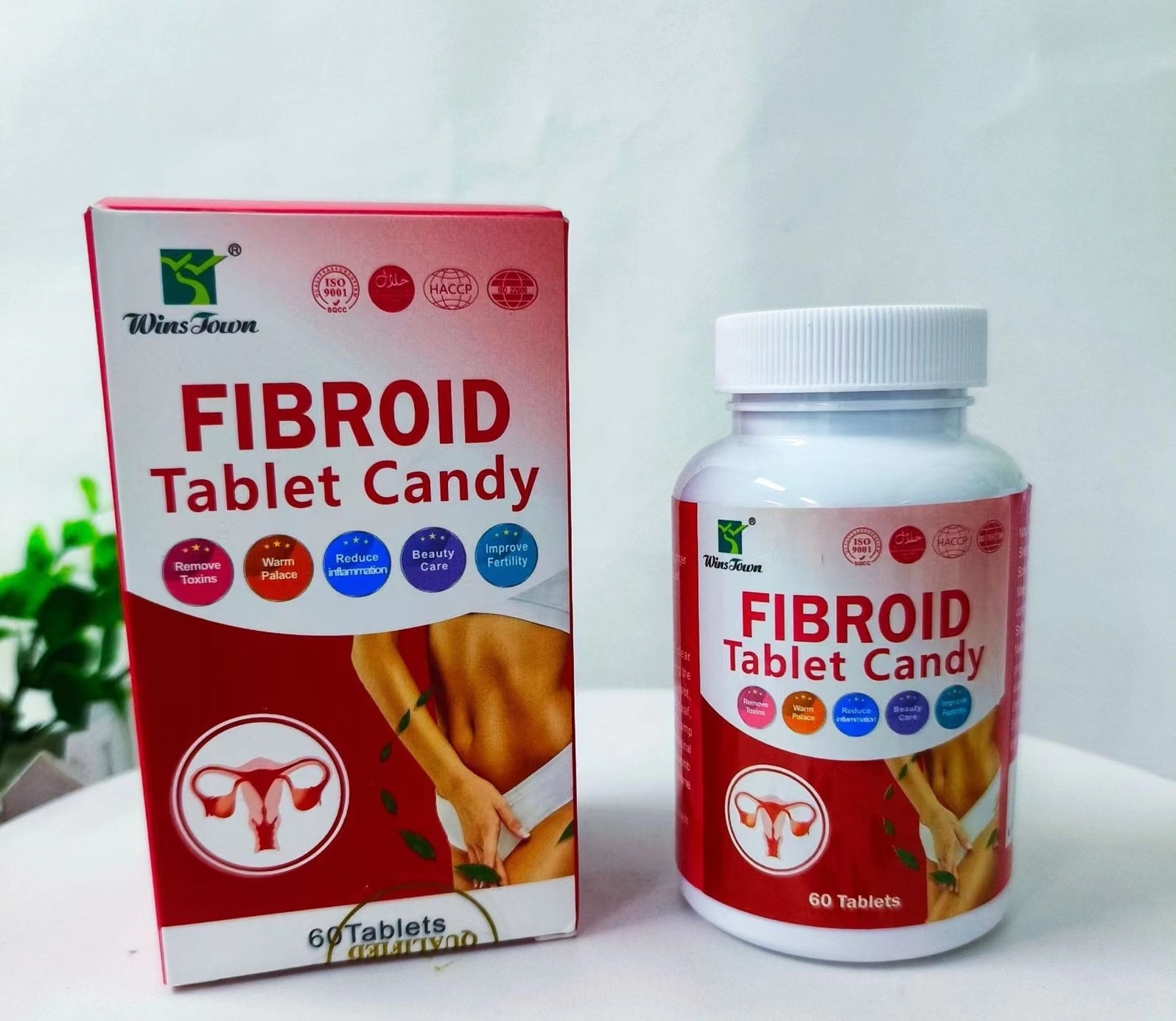 Hot Selling Chinese Herbal Detox Fibroid Candy Natural Warm Womb Cleaning Tea for Women Health Pills in Bottle Packaging