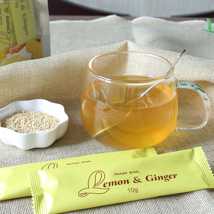 Instant lemon ginger tea high quality Custom herbal Weight loss Lemon ginger whitening freckle detox tea