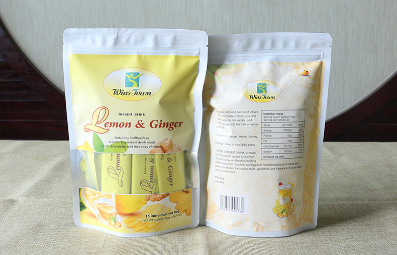 Instant lemon ginger tea high quality Custom herbal Weight loss Lemon ginger whitening freckle detox tea