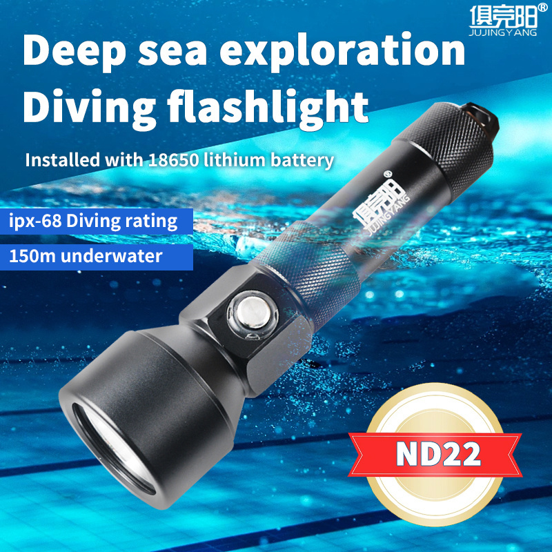 Multi-functional strong light long range aluminum alloy professional diving flashlight