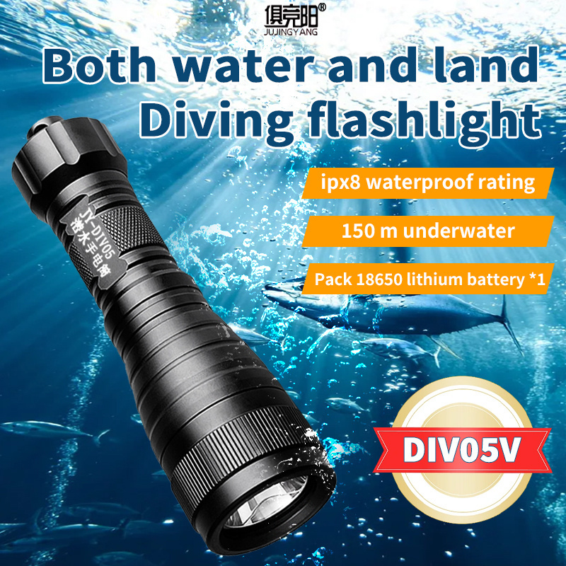 Deep sea 200 meters underwater torch portable high quality hand-held aluminum alloy amphibious diving flashlight