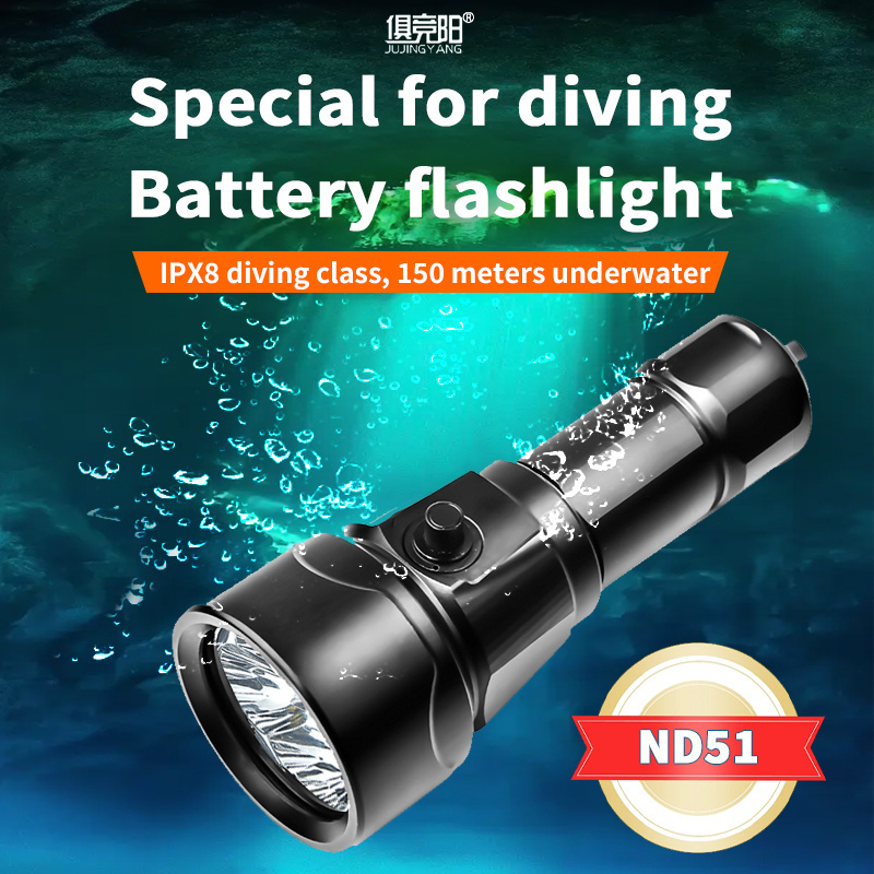 Rechargeable aluminum alloy long range 2500 lumens strong LED diving flashlight