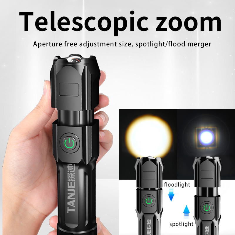 Spotlighting Super bright outdoor lighting lightweight LED zoom flashlight