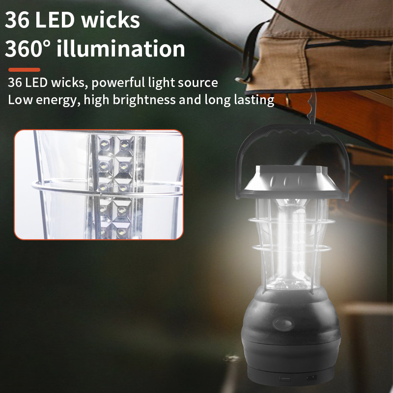 36 LED Solar Light Hand Crank Camping Lantern Multifunction Rechargeable Outdoor Lamp Led light for Camping Hiking