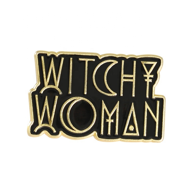 Witch Woman Brooch Pins Black Wizard Divination Brooch Lapel Badge Bag Dark Black Fire Jewelry Gift for Friends Boys