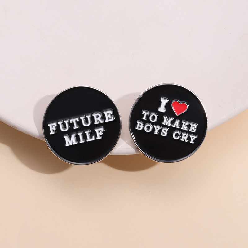 Heart Text Enamel Pins Custom I Love Emo Boys Brooches Lapel Badges Unique Jewelry for Backpacks and Hats