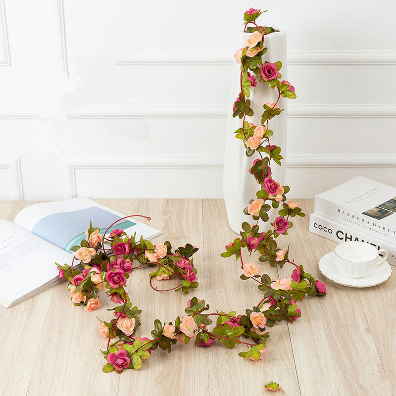 Artificial flower Garland  flower vine rose flower rattan wedding  floral wall home decoration