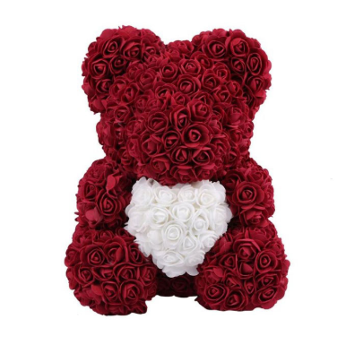 Handmade Craft Decorative PE Foam rose bear Graduation Gift With Gift box 40cm Teddy Roses Bear